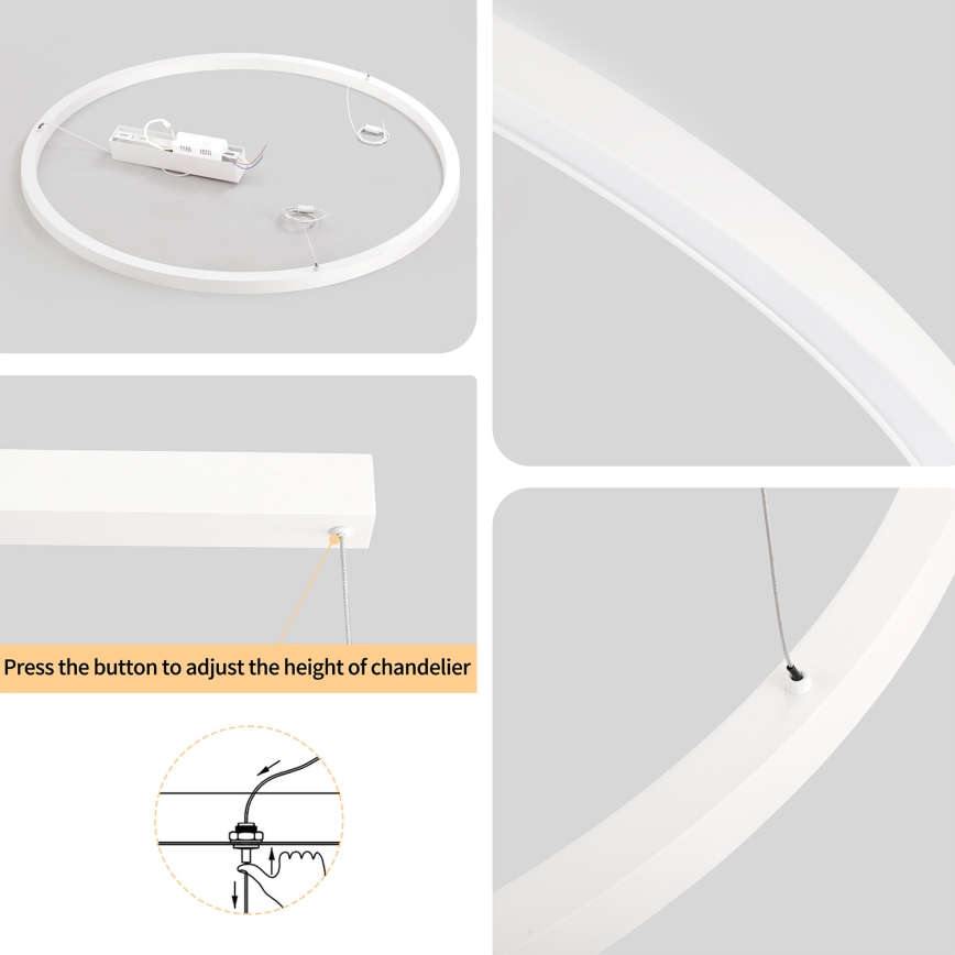 Brilagi - PORTOFINO LED Dimmable Cable Pendant Light LED/60W/230V 3000-6000K Ø 80 cm white + remote control