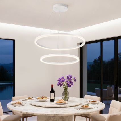 Brilagi - PORTOFINO LED Dimmable Cable Pendant LED/98W/230V 3000-6000K Ø 80 cm White + Remote Control