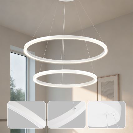 Brilagi - PORTOFINO LED Dimmable Cable Pendant LED/98W/230V 3000-6000K Ø 80 cm White + Remote Control