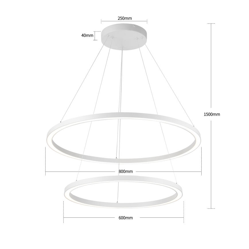 Brilagi - PORTOFINO LED Dimmable Cable Pendant LED/98W/230V 3000-6000K Ø 80 cm White + Remote Control