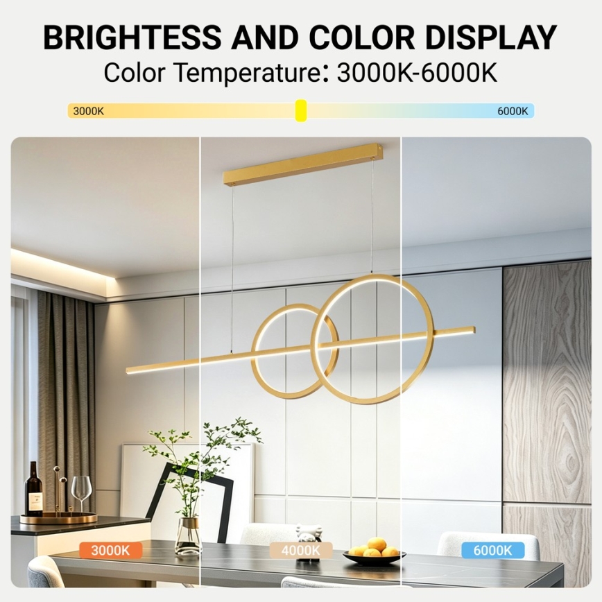 BRILAGI - LED Dimmable cable-hung pendant light SIGNATURE LED/53W/230V 3000-6000K 120 cm gold + remote control