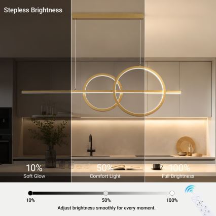 BRILAGI - LED Dimmable cable-hung pendant light SIGNATURE LED/53W/230V 3000-6000K 120 cm gold + remote control