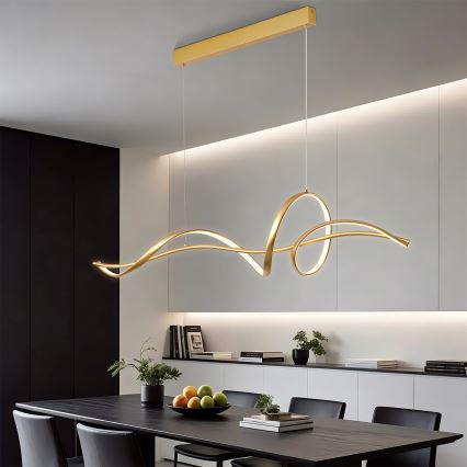 BRILAGI - LED Dimmable Cable Pendant SIGNATURE LED/55W/230V 3000-6000K 120x23 cm gold + remote control