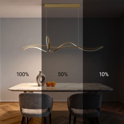 BRILAGI - LED Dimmable Cable Pendant SIGNATURE LED/55W/230V 3000-6000K 120x23 cm gold + remote control