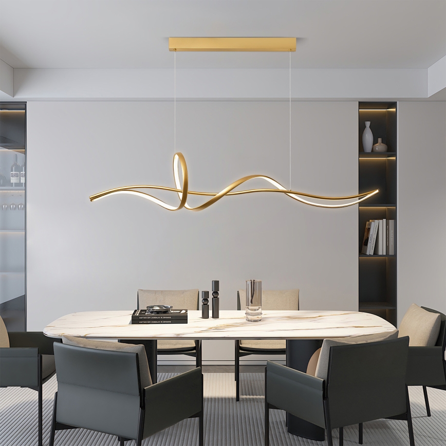 BRILAGI - LED Dimmable Cable Pendant SIGNATURE LED/55W/230V 3000-6000K 120x23 cm gold + remote control