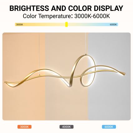 BRILAGI - LED Dimmable Cable Pendant SIGNATURE LED/55W/230V 3000-6000K 120x23 cm gold + remote control
