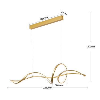 Brilagi - LED Dimmable Cable Pendant SIGNATURE LED/55W/230V 3000-6000K 120x23 cm gold + remote control