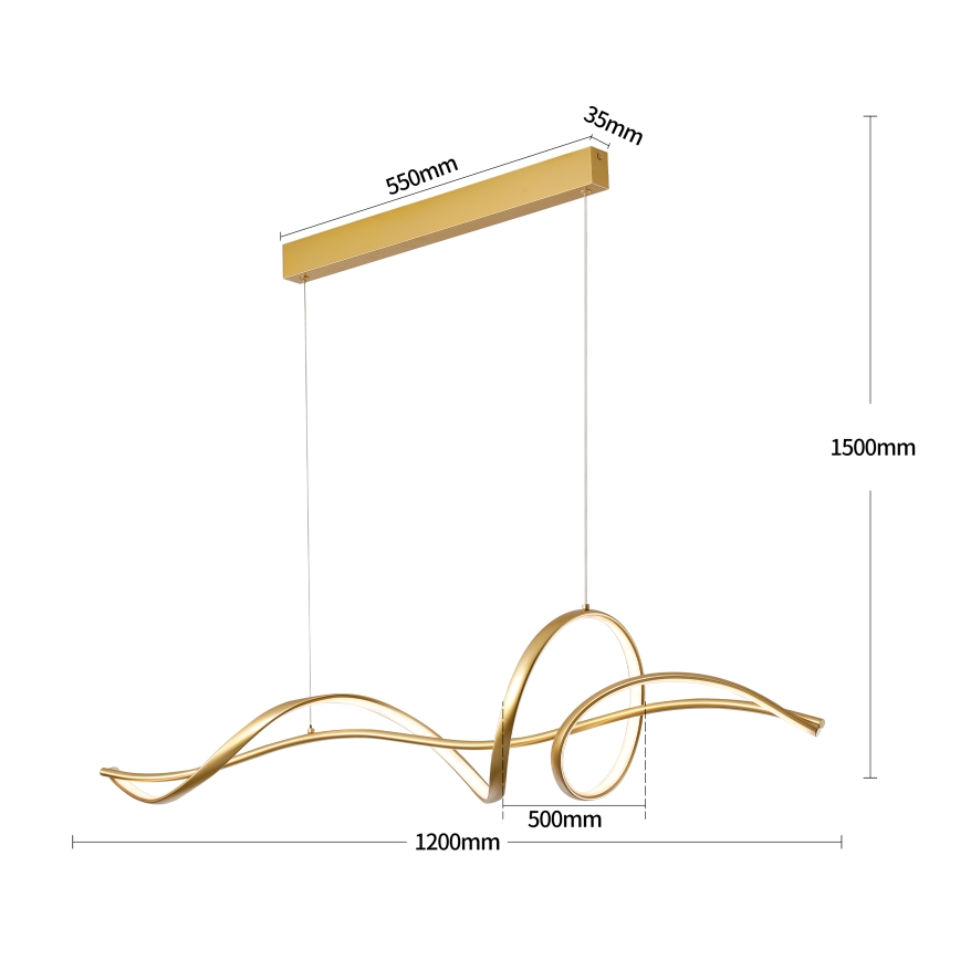 Brilagi - LED Dimmable Cable Pendant SIGNATURE LED/55W/230V 3000-6000K 120x23 cm gold + remote control