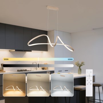 Brilagi - Dimmable LED Pendant on Cable TWISTER LED/60W/230V 3000-6000K Beige + Remote Control