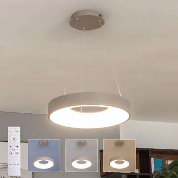 BRILAGI - Dimmable LED pendant suspended on cable FALCON II LED/67W/230V 3000-6500K Ø 40 cm beige + remote control