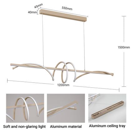 BRILAGI - Dimmable LED cable-suspended chandelier SIGNATURE LED/50W/230V 3000-6000K 120 cm beige + remote control
