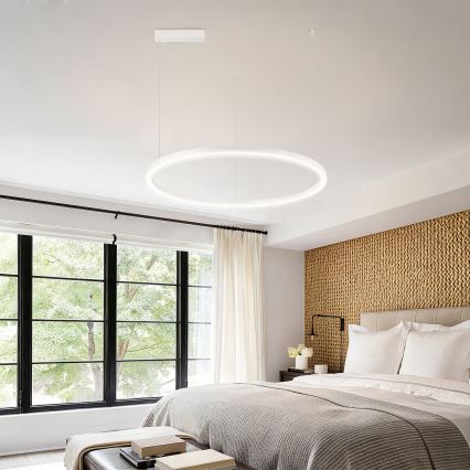 Brilagi - PORTOFINO LED dimmable cable pendant LED/60W/230V 3000-6000K Ø 80 cm white + remote control