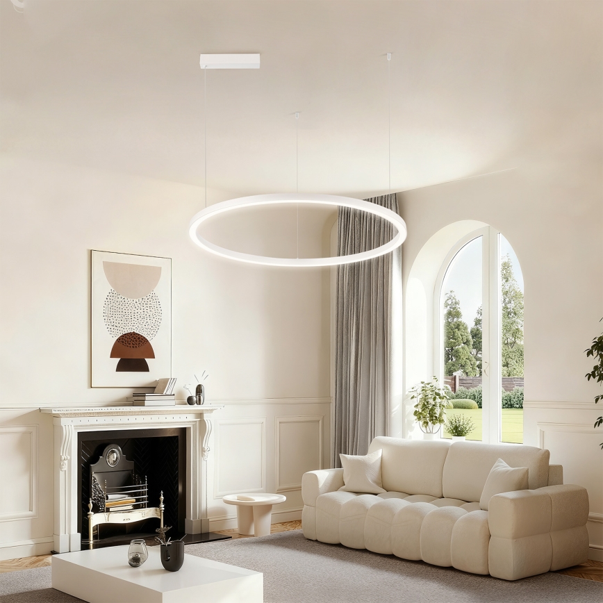Brilagi - PORTOFINO LED dimmable cable pendant LED/60W/230V 3000-6000K Ø 80 cm white + remote control