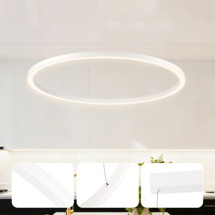 Brilagi - PORTOFINO LED dimmable cable pendant LED/60W/230V 3000-6000K Ø 80 cm white + remote control