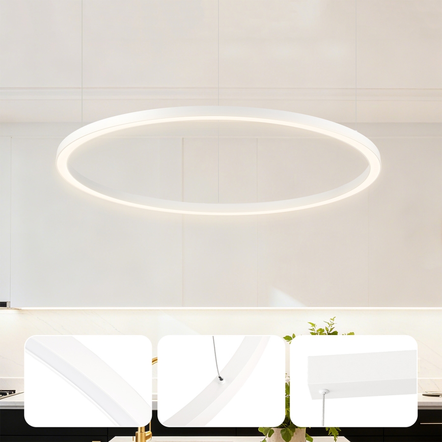 Brilagi - PORTOFINO LED dimmable cable pendant LED/60W/230V 3000-6000K Ø 80 cm white + remote control