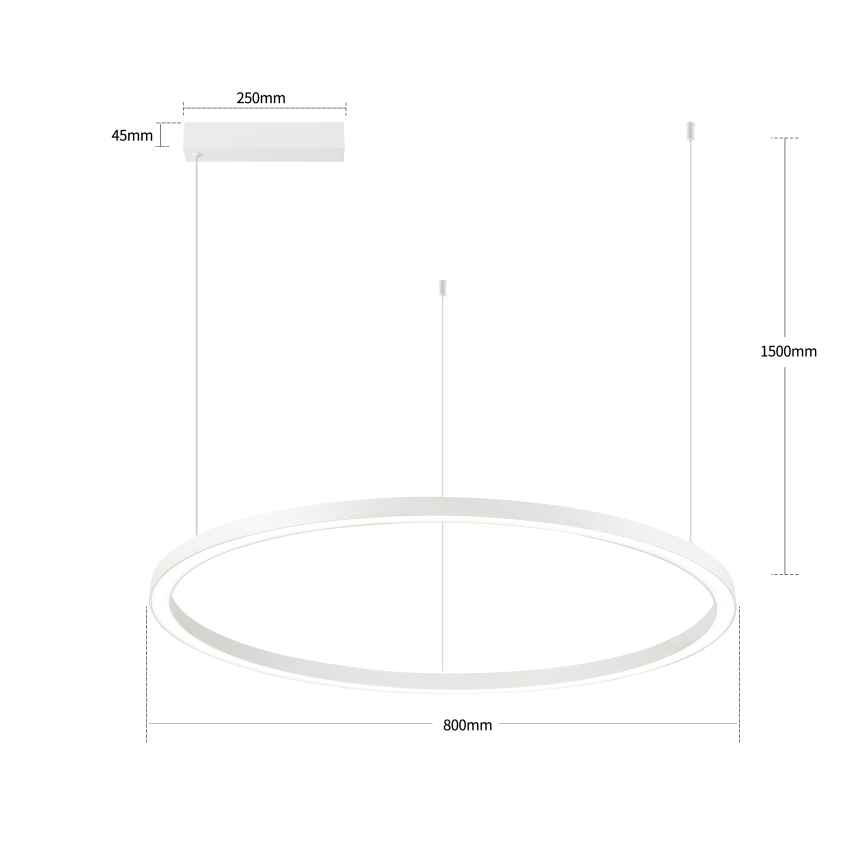 Brilagi - PORTOFINO LED dimmable cable pendant LED/60W/230V 3000-6000K Ø 80 cm white + remote control