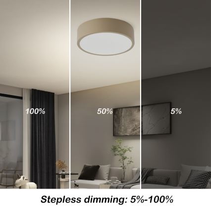 Brilagi - LED Dimmable Ceiling Light POOL LED/18W/230V 3000-6000K 20 cm beige + remote control