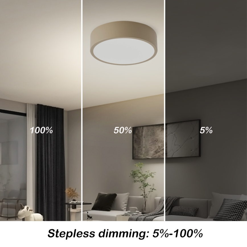 Brilagi - LED Dimmable Ceiling Light POOL LED/18W/230V 3000-6000K 20 cm beige + remote control