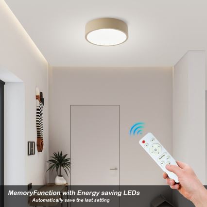 Brilagi - LED Dimmable Ceiling Light POOL LED/18W/230V 3000-6000K 20 cm beige + remote control