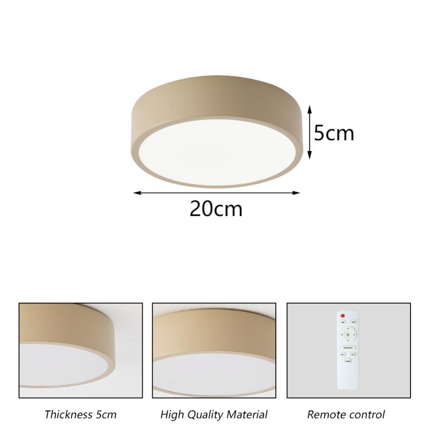 Brilagi - LED Dimmable Ceiling Light POOL LED/18W/230V 3000-6000K 20 cm beige + remote control