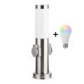 Brilagi - Dimmable LED RGBW Outdoor Lamp with 2 Sockets 1xE27/9W/230V 2700-6500K IP44 40 cm Matte Chrome