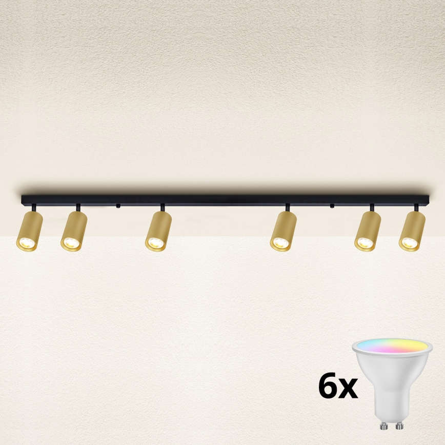 Brilagi - Dimmable LED RGBW Spotlight SELE GOLDEN 6x GU10 / 6.5W / 230V 2700–6500K Black/Gold