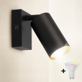 BRILAGI - Dimmable LED RGBW wall spotlight with switch SELE 1xGU10/4.8W/230V 3000K black/gold + remote control