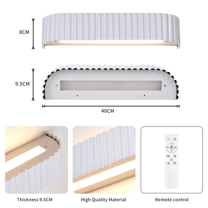 BRILAGI - LED Dimmable Wall Light FALCON MODERN LED/14W/230V 3000-6000K 40 cm white + remote control