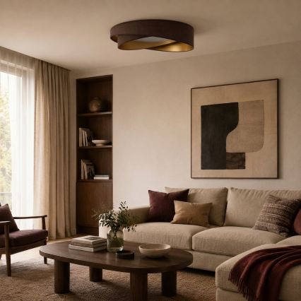 BRILAGI - LED Dimmable ceiling light VELVET TWIST LED/36W/230V 3000-6000K Ø 65 cm Wi-Fi Tuya Beacon brown/gold + remote control