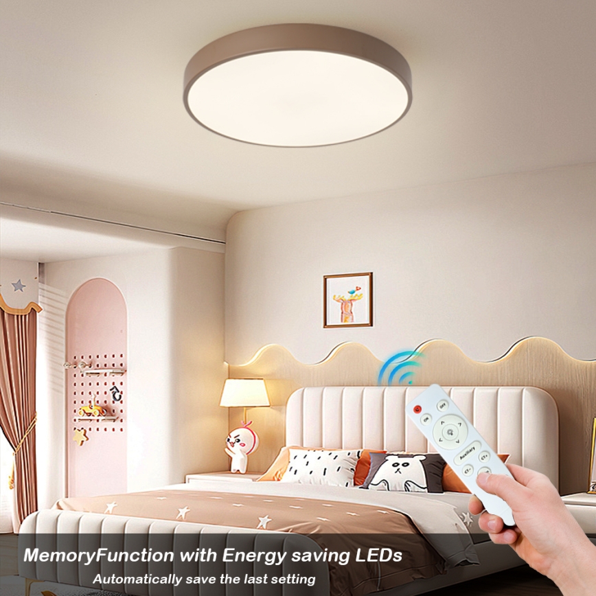 Brilagi - Dimmable LED Ceiling Light POOL LED/60W/230V 3000-6000K, Ø 50 cm, Brown + Remote Control