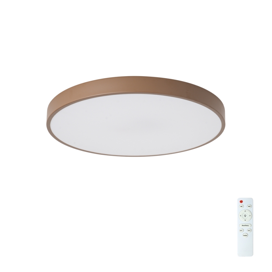 Brilagi - Dimmable LED Ceiling Light POOL LED/60W/230V 3000-6000K, Ø 50 cm, Brown + Remote Control