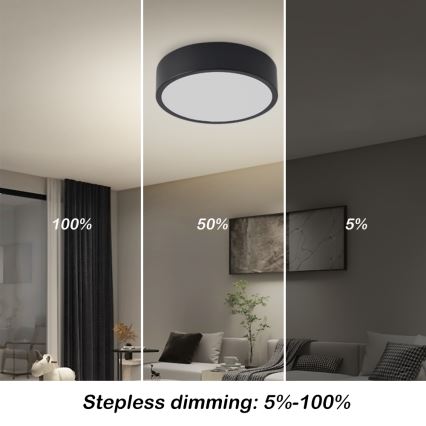 Brilagi - POOL LED Dimmable Ceiling Light LED/18W/230V 3000-6000K 20 cm Black + Remote Control