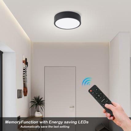 Brilagi - POOL LED Dimmable Ceiling Light LED/18W/230V 3000-6000K 20 cm Black + Remote Control