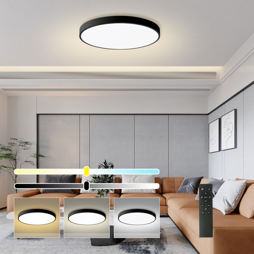 Brilagi - POOL SMART Dimmable LED Ceiling Light LED/100W/230V 3000-6000K Ø 80 cm Wi-Fi Tuya Black + Remote Control