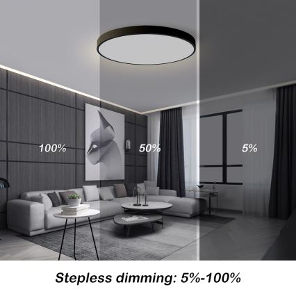 Brilagi - POOL SMART Dimmable LED Ceiling Light LED/100W/230V 3000-6000K Ø 80 cm Wi-Fi Tuya Black + Remote Control