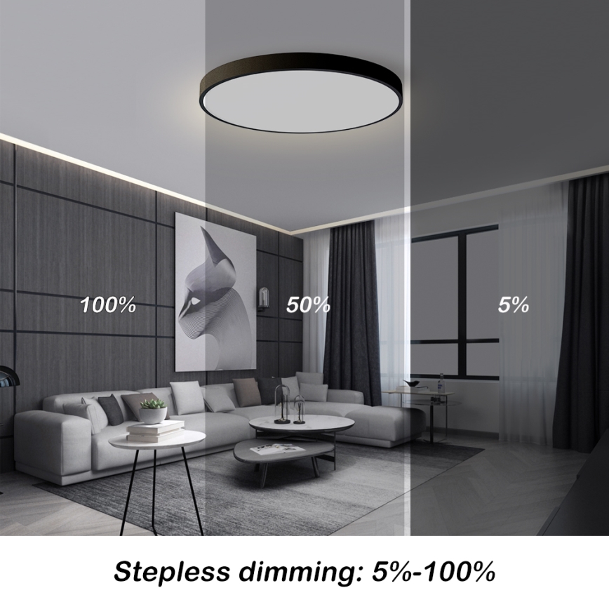 Brilagi - POOL SMART Dimmable LED Ceiling Light LED/100W/230V 3000-6000K Ø 80 cm Wi-Fi Tuya Black + Remote Control