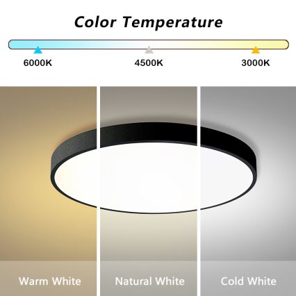 Brilagi - POOL SMART Dimmable LED Ceiling Light LED/100W/230V 3000-6000K Ø 80 cm Wi-Fi Tuya Black + Remote Control