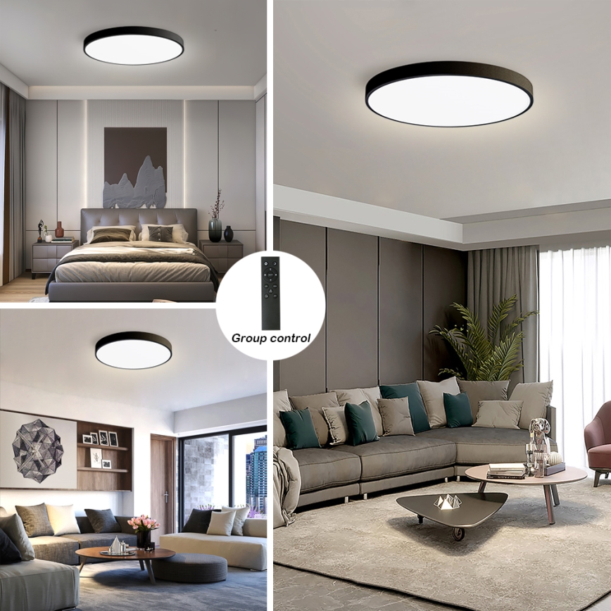 Brilagi - POOL SMART Dimmable LED Ceiling Light LED/100W/230V 3000-6000K Ø 80 cm Wi-Fi Tuya Black + Remote Control