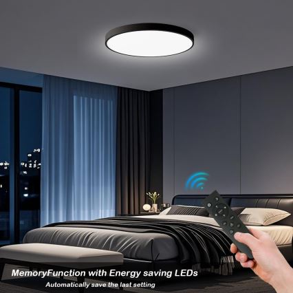 Brilagi - POOL SMART Dimmable LED Ceiling Light LED/100W/230V 3000-6000K Ø 80 cm Wi-Fi Tuya Black + Remote Control