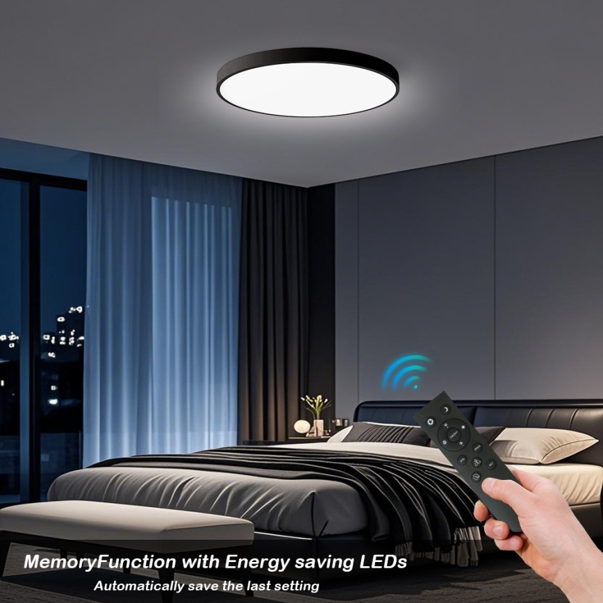 Brilagi - POOL SMART Dimmable LED Ceiling Light LED/100W/230V 3000-6000K Ø 80 cm Wi-Fi Tuya Black + Remote Control
