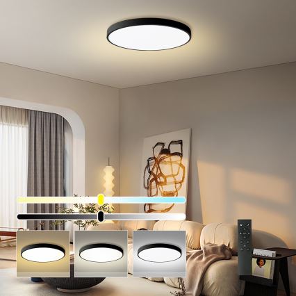 Brilagi - POOL SMART LED Dimmable Ceiling Light LED/180W/230V 3000–6000K Ø 120 cm Tuya Wi‑Fi Black + Remote Control