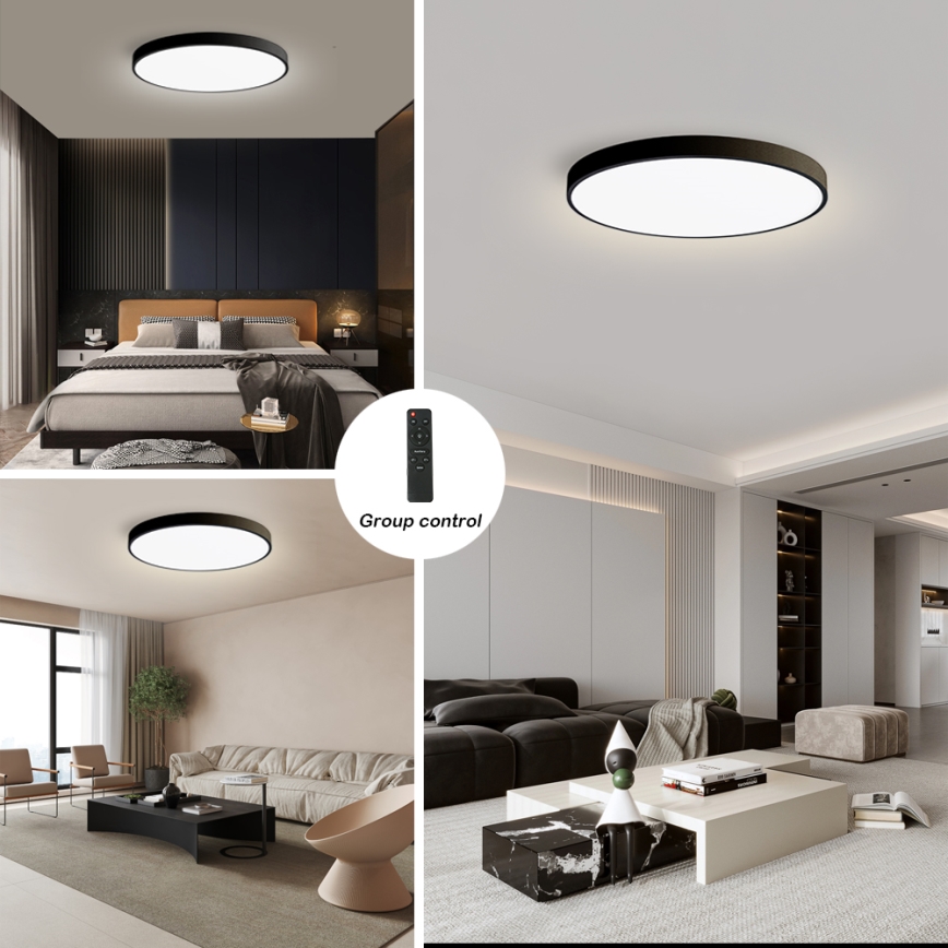 Brilagi - POOL SMART LED Dimmable Ceiling Light LED/180W/230V 3000–6000K Ø 120 cm Tuya Wi‑Fi Black + Remote Control
