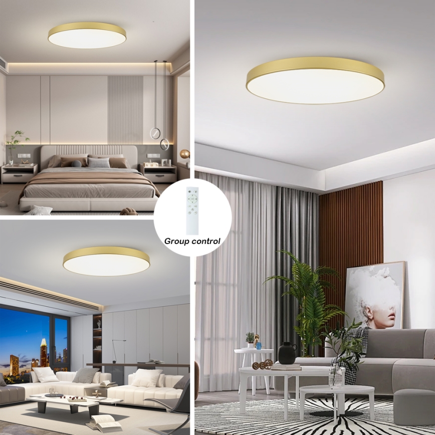 Brilagi - POOL SMART Dimmable LED Ceiling Light 128W/230V 3000–6000K 100 cm Gold Wi‑Fi Tuya + Remote Control