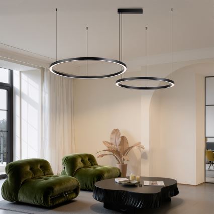 Brilagi - LED Dimmable Cable-Suspended Chandelier PORTOFINO LED/98W/230V 3000-6000K Black + Remote Control