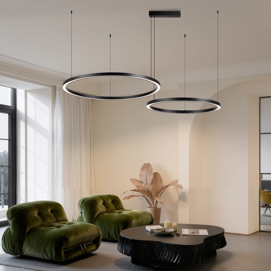 Brilagi - LED Dimmable Cable-Suspended Chandelier PORTOFINO LED/98W/230V 3000-6000K Black + Remote Control