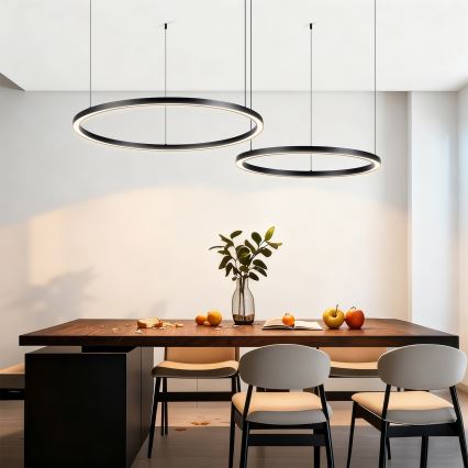 Brilagi - LED Dimmable Cable-Suspended Chandelier PORTOFINO LED/98W/230V 3000-6000K Black + Remote Control