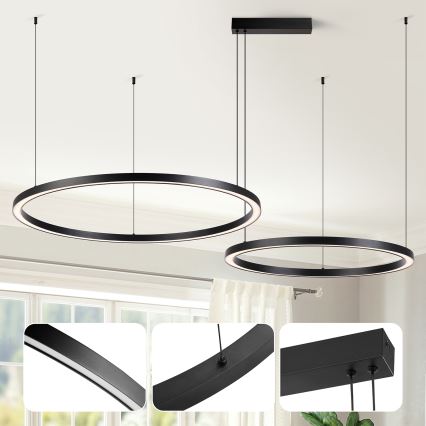 Brilagi - LED Dimmable Cable-Suspended Chandelier PORTOFINO LED/98W/230V 3000-6000K Black + Remote Control