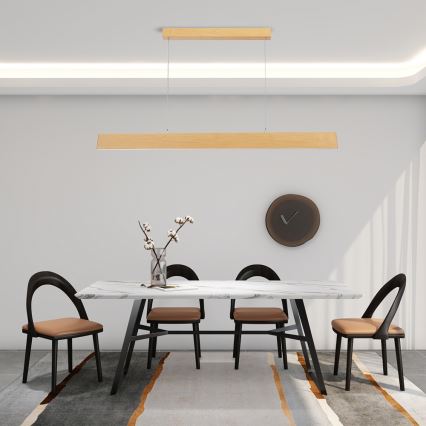 Brilagi - SLIMLINE Dimmable LED cable pendant light LED/40W/230V 3000-6000K oak finish + remote control