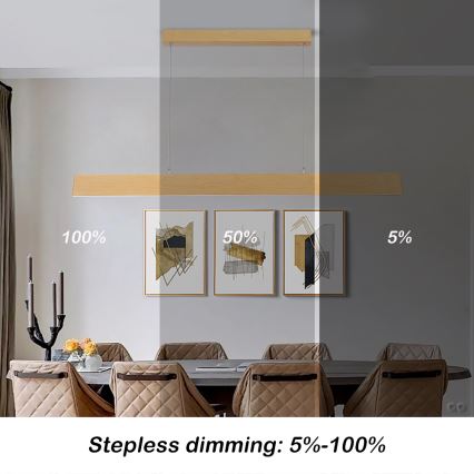 Brilagi - SLIMLINE Dimmable LED cable pendant light LED/40W/230V 3000-6000K oak finish + remote control
