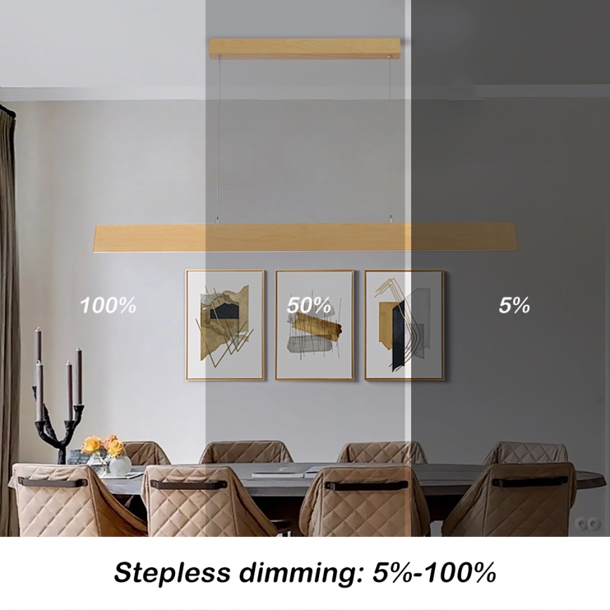 Brilagi - SLIMLINE Dimmable LED cable pendant light LED/40W/230V 3000-6000K oak finish + remote control